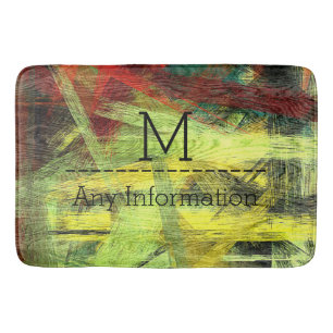 Colorful Modern Wood Grain Monogram #2 Badmat