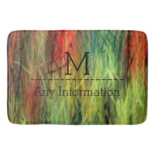 Colorful Modern Wood Grain Monogram #3 Badmat (Voorkant)