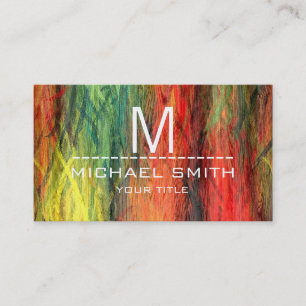 Colorful Modern Wood Grain Monogram #3 Visitekaartje