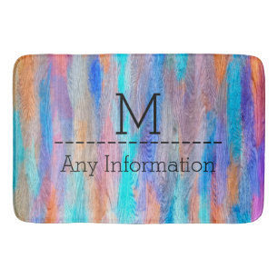 Colorful Modern Wood Grain Monogram #9 Badmat