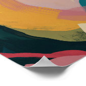 Colorful Moderne Abstracte Kunst - Geel Roze Blauw Poster (Hoek)