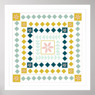 Colorful Moderne Geometric Medallion Art-ontwerp Poster