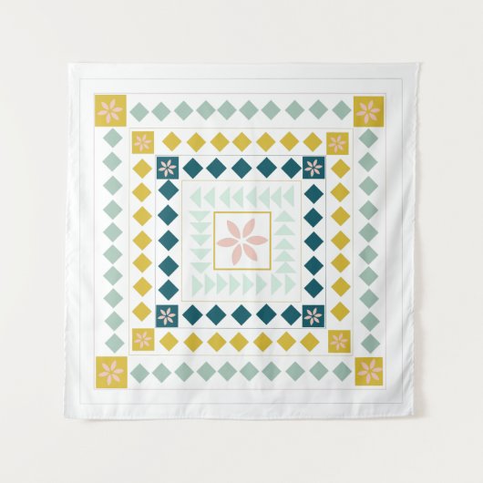 Colorful Moderne Geometric Medallion Art-ontwerp Wandkleed (Voorkant)