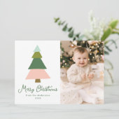 Colorful Moderne kerstboom Foto Feestdagenkaart (Staand voorkant)
