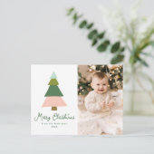Colorful Moderne kerstboom Foto Feestdagenkaart (Staand voorkant)