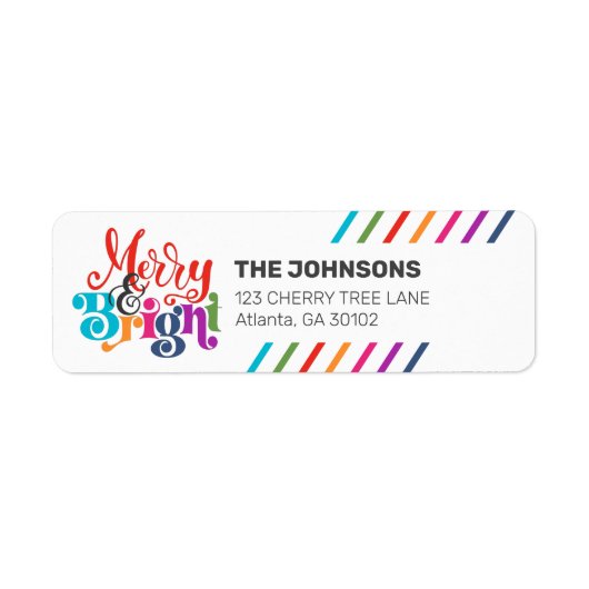 Colorful Moderne Kerstfamilie Fotovakantie Etiket (Voorkant)