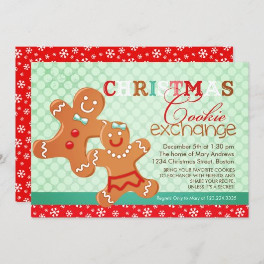 Colorful Moderne Kerstkoekjesruil ruil Kaart (Voorkant / Achterkant)