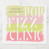 Colorful Moderne Manuscript Nieuwe Jaren Partij Sparkling Wijnetiket (Enkel label)