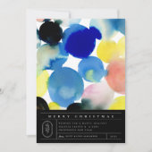 Colorful Moderne Waterverf Art 4 Foto Feestdagenkaart (Voorkant)