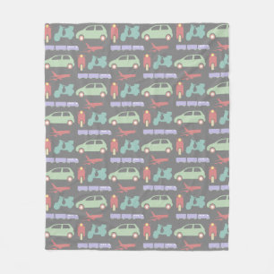 Colorful Modes of Transport Travel Icons Pattern Fleece Deken