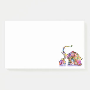 Colorful Moeder and Baby Elephants Post-it® Notes