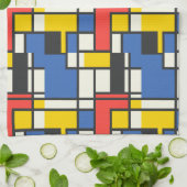 Colorful Mondrian Style Abstract Geometric Theedoek (Gevouwen)