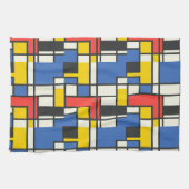 Colorful Mondrian Style Abstract Geometric Theedoek (Horizontaal)
