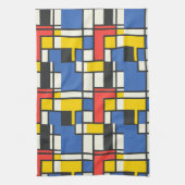 Colorful Mondrian Style Abstract Geometric Theedoek (Verticaal)