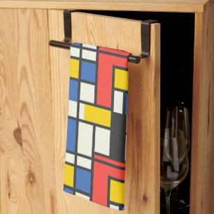 Colorful Mondrian Style Abstract Geometric Theedoek