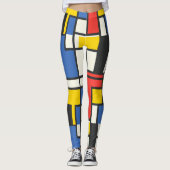Colorful Mondrian Style Geometric Design Leggings (Voorkant)