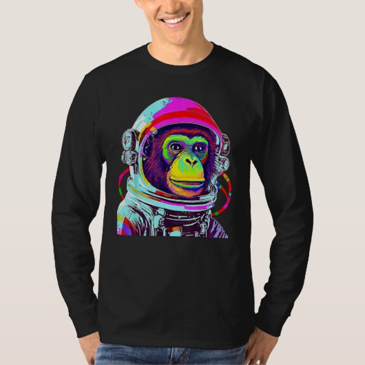 Colorful Monkey Astronaut  Space Explorer T-shirt (Voorkant)