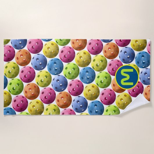 Colorful Monogram Pickleball Strandlaken (Voorkant)