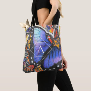 Colorful Monogram Pop Art Butterfly Canvas tas