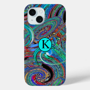 Colorful Monogram Trendy Abstract Hoesje-Mate iPhone 15 Case
