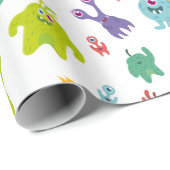 Colorful Monster Pattern | wit Cadeaupapier (Rol Hoek)