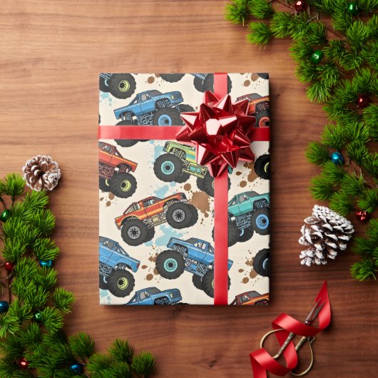 Colorful Monster Truck Pattern  Cadeaupapier (Feestdagen Geschenken)