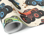 Colorful Monster Truck Pattern  Cadeaupapier (Rol Hoek)