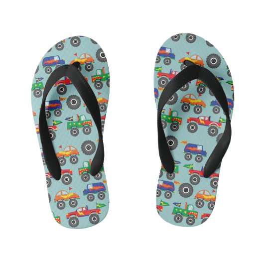 Colorful Monster Trucks Boy Teenslippers (Voetbed)