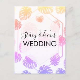 Colorful Monstera Hand Drawn Botany Wedding Briefkaart