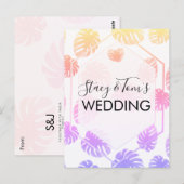 Colorful Monstera Hand Drawn Botany Wedding Briefkaart (Voorkant / Achterkant)