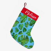 Colorful Monstera Leafy Pattern Waterverf CUSTOM Kleine Kerstsok (Voorkant (Hangend))