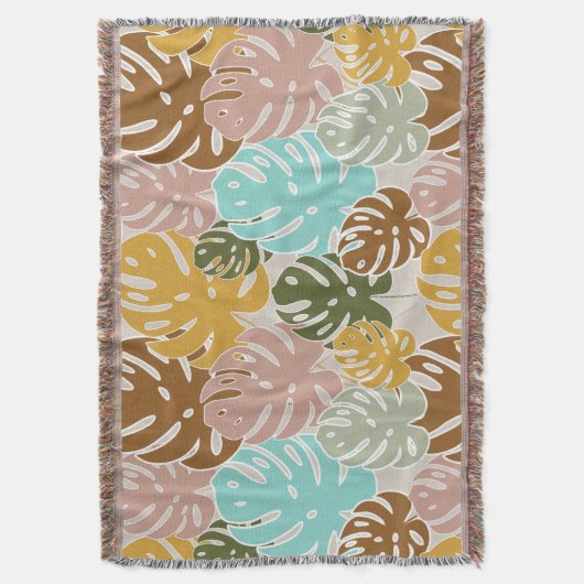 Colorful monstera oerwoud deken (Voorkant Verticaal)