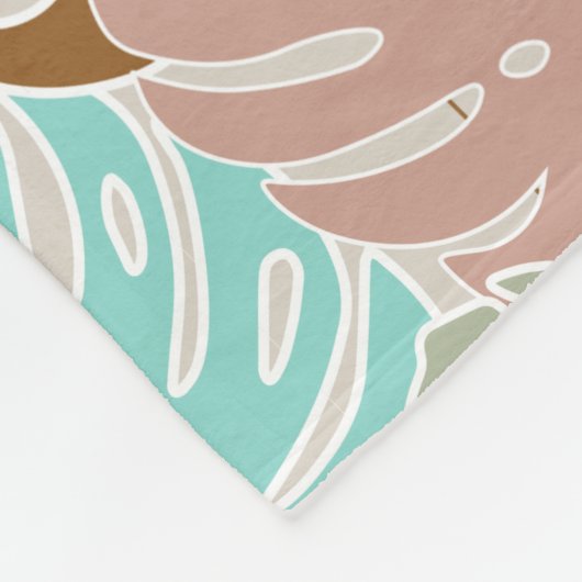 Colorful monstera oerwoud fleece deken (Hoek)