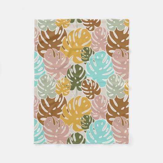Colorful monstera oerwoud fleece deken (Voorkant)