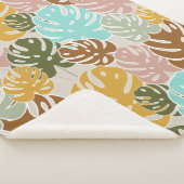 Colorful monstera oerwoud sherpa deken (3/4)