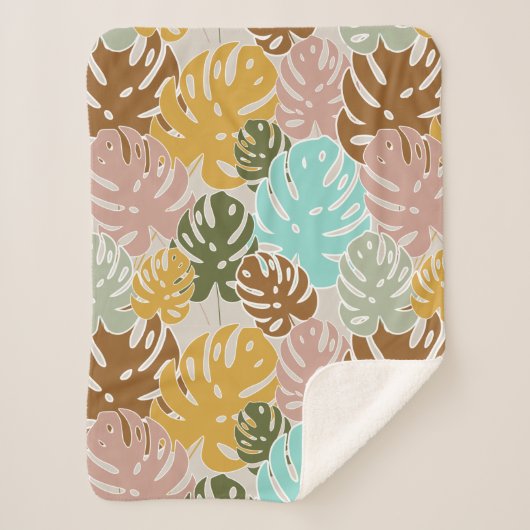 Colorful monstera oerwoud sherpa deken (Voorkant)