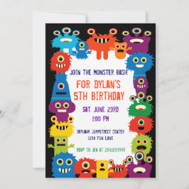 Colorful Monsters Birthday Party Invitations Kaart