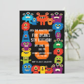 Colorful Monsters kinderen Birthday Party Invitati Kaart (Staand voorkant)