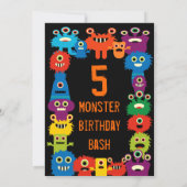 Colorful Monsters kinderen Birthday Party Invitati Kaart (Achterkant)