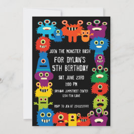 Colorful Monsters kinderen Birthday Party Invitati Kaart
