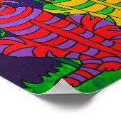 Colorful Moonlight Cats Folk Art Poster (Hoek)