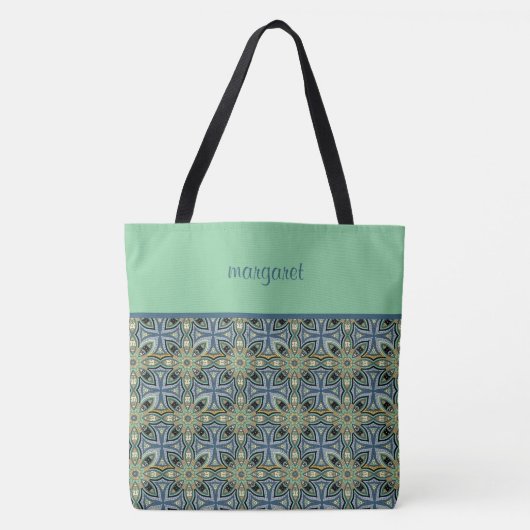 Colorful Moroccan Pattern Monogramed Tote Bag (Voorkant)