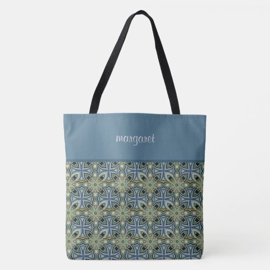 Colorful Moroccan Pattern Monogramed Tote Bag (Voorkant)