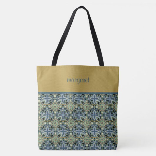 Colorful Moroccan Pattern Monogramed Tote Bag (Voorkant)