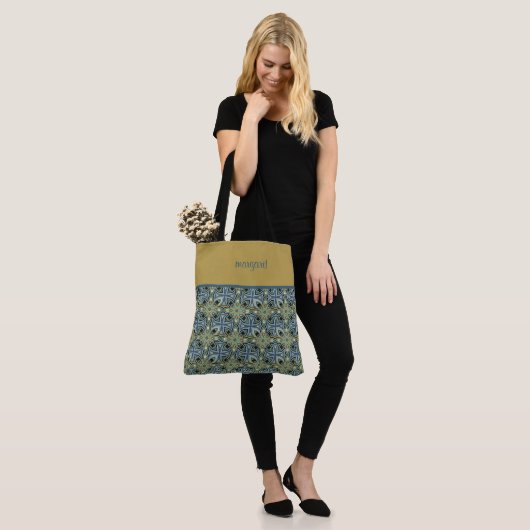 Colorful Moroccan Pattern Monogramed Tote Bag (Op model)