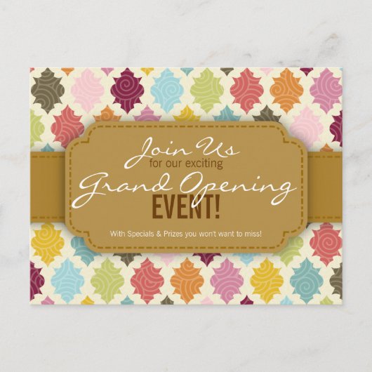 Colorful Moroccan Quatrefoil Custom Event-kaarten Uitnodiging Briefkaart (Voorkant)