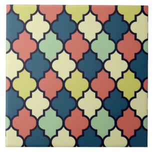 Colorful  Moroccan Quatrefoil Pattern Tegeltje