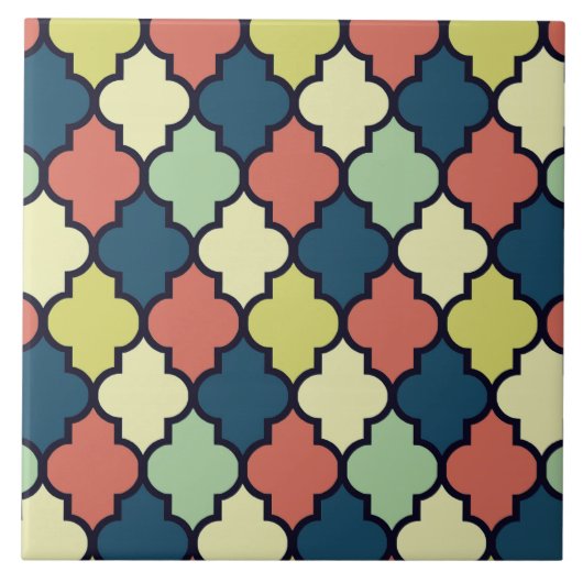 Colorful Moroccan Quatrefoil Pattern Tegeltje (Voorkant)