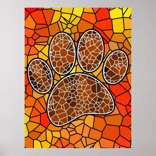 Colorful Mosaic Art Dog Paw Print (Voorkant)