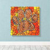 Colorful Mosaic Art Dog Paw Print (Insitu (Houten vloer))